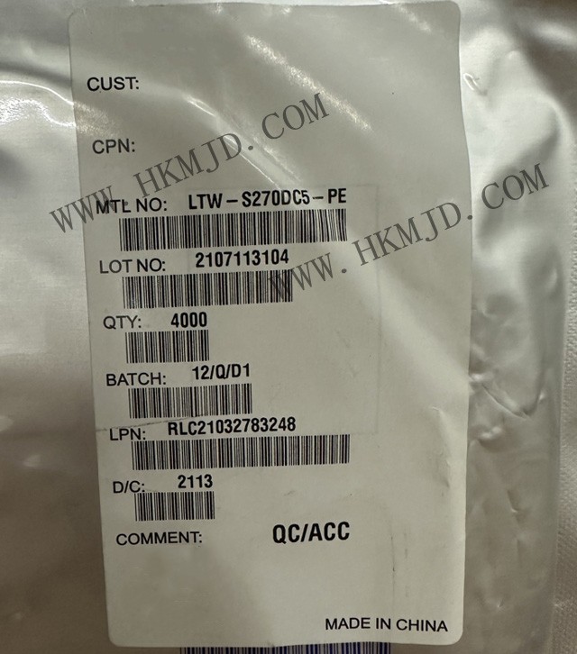 全新原裝 Lite-On LTW-S270DC5-PE 白色 LED 指示 - 分立 3V 2-SMD，無(wú)引線